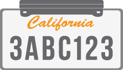 Graphic of a California license plate showing exterior toll tag placement